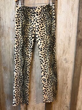 Vintage 90s Y2K DKNY Leapord Print Faux Fur Pants: Size 3